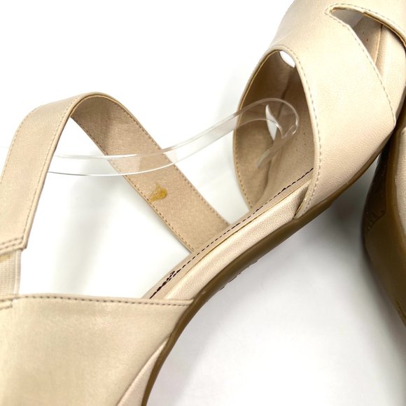 Lifestride Size 11 Mega Almond Cream Faux Vegan Leather Open Toe Heels Shoes - Picture 9 of 15